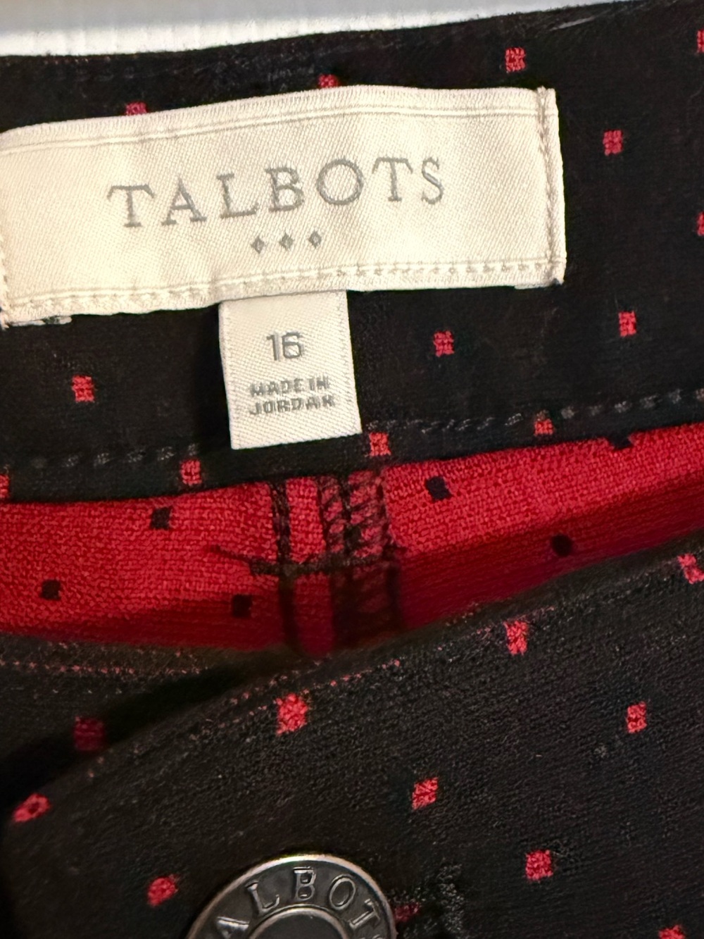 Talbots Black Pants with Small Red Square Pattern - Picture 4 of 5